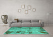 Machine Washable Abstract Turquoise Modern Area Rugs in a Living Room,, wshabs785turq