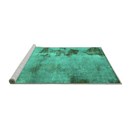 Sideview of Machine Washable Abstract Turquoise Modern Area Rugs, wshabs785turq