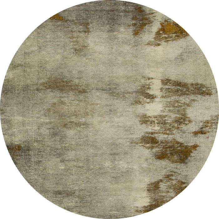 Round Abstract Dark Khaki Green Modern Rug, abs785