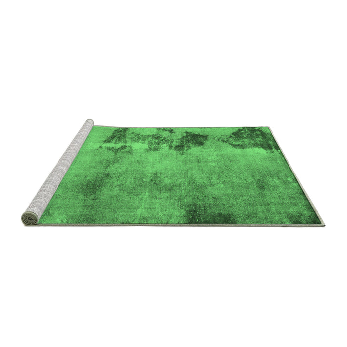 Sideview of Machine Washable Abstract Emerald Green Modern Area Rugs, wshabs785emgrn