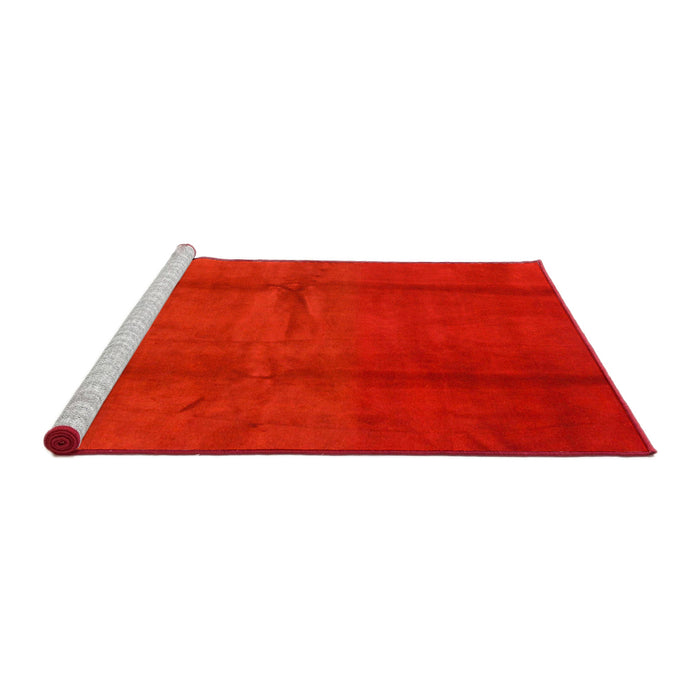 Sideview of Machine Washable Abstract Red Rug, wshabs786