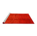 Sideview of Machine Washable Abstract Red Rug, wshabs786