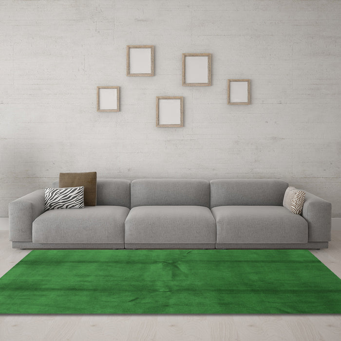 Machine Washable Abstract Emerald Green Modern Area Rugs in a Living Room,, wshabs786emgrn