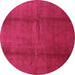 Round Machine Washable Abstract Purple Modern Area Rugs, wshabs786pur