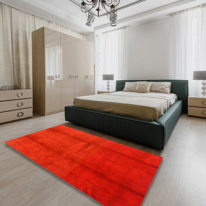 Machine Washable Abstract Red Rug in a Bedroom, wshabs786