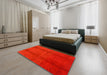 Abstract Red Modern Rug in a Bedroom, abs786