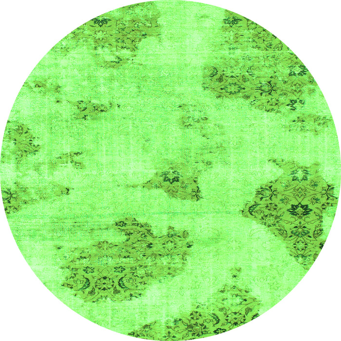 Round Abstract Green Modern Rug, abs787grn