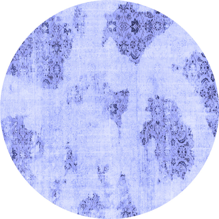 Round Abstract Blue Modern Rug, abs787blu
