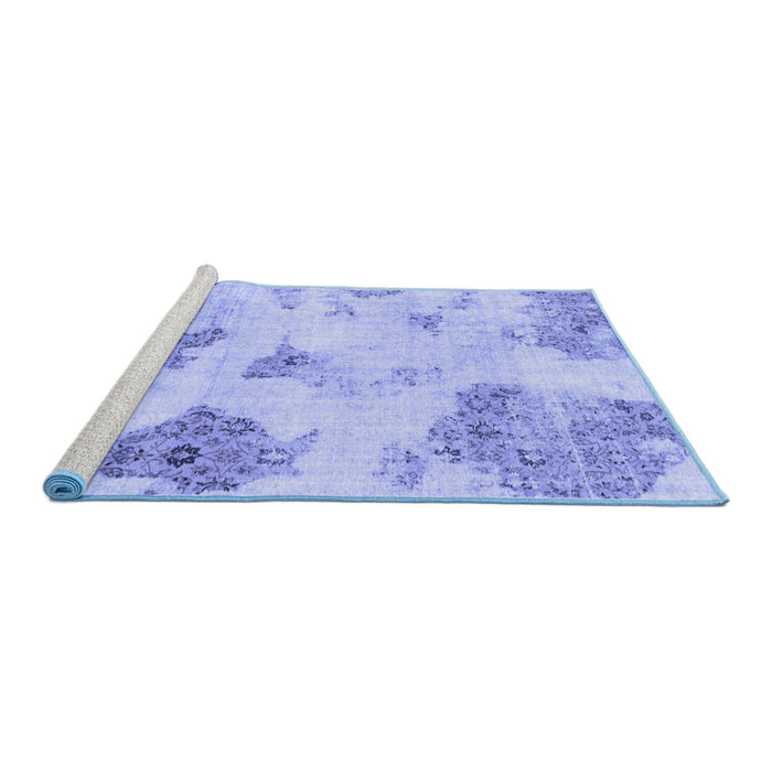 Sideview of Machine Washable Abstract Blue Modern Rug, wshabs787blu