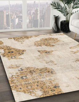 Machine Washable Abstract Desert Sand Beige Rug in a Family Room, wshabs787