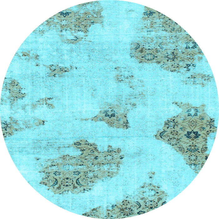 Round Abstract Light Blue Modern Rug, abs787lblu