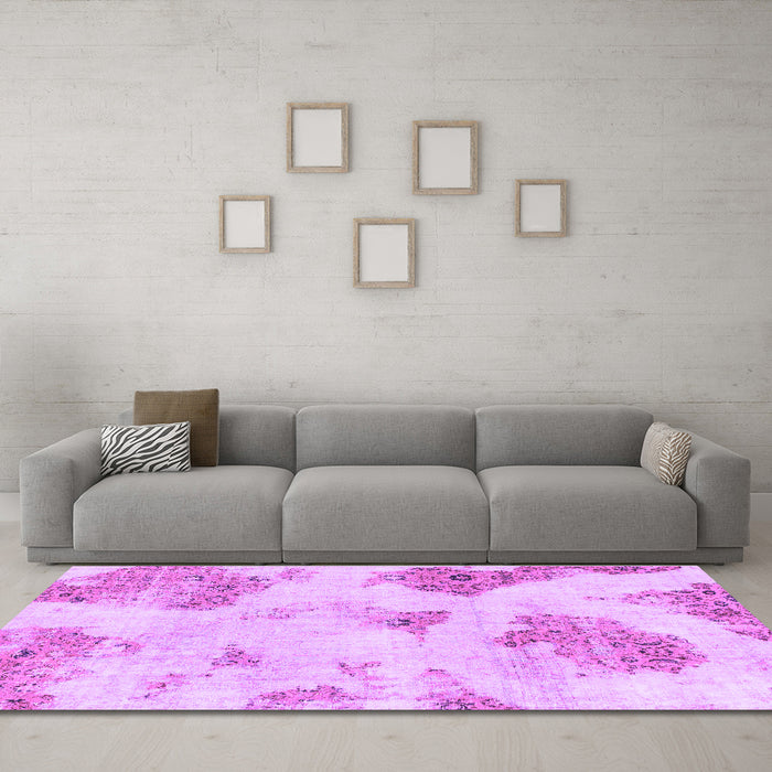 Machine Washable Abstract Purple Modern Area Rugs in a Living Room, wshabs787pur