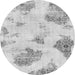 Round Abstract Gray Modern Rug, abs787gry