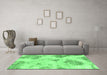 Machine Washable Abstract Emerald Green Modern Area Rugs in a Living Room,, wshabs787emgrn