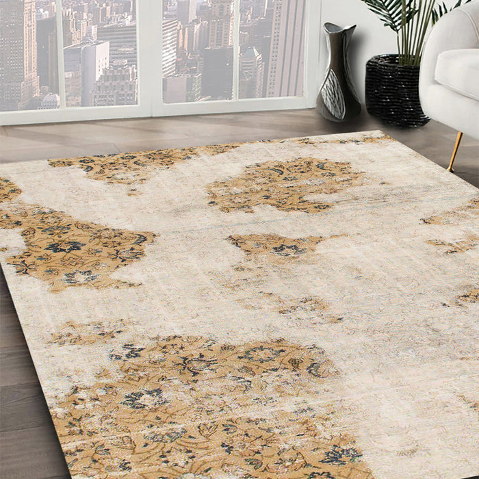 Abstract Desert Sand Beige Modern Rug in Family Room, abs787