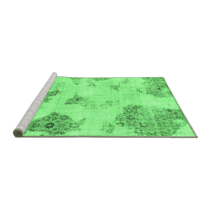 Sideview of Machine Washable Abstract Emerald Green Modern Area Rugs, wshabs787emgrn