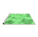 Sideview of Machine Washable Abstract Emerald Green Modern Area Rugs, wshabs787emgrn