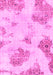 Machine Washable Abstract Pink Modern Rug, wshabs787pnk