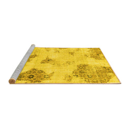Sideview of Machine Washable Abstract Yellow Modern Rug, wshabs787yw