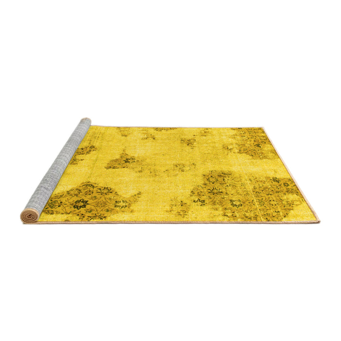 Sideview of Machine Washable Abstract Yellow Modern Rug, wshabs787yw