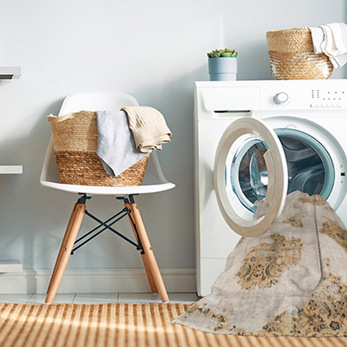 Machine Washable Abstract Desert Sand Beige Rug in a Washing Machine, wshabs787