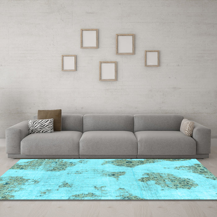 Machine Washable Abstract Light Blue Modern Rug in a Living Room, wshabs787lblu