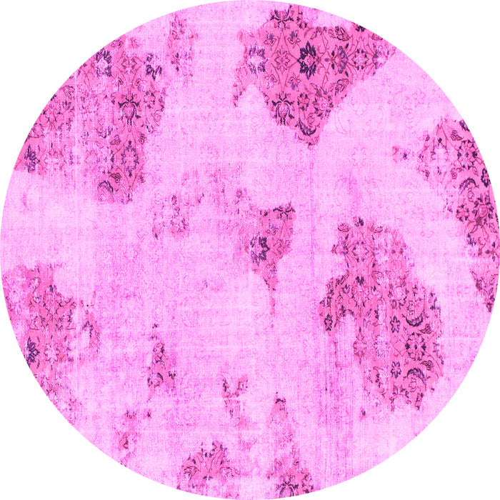 Round Abstract Pink Modern Rug, abs787pnk