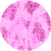 Round Abstract Pink Modern Rug, abs787pnk