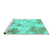 Sideview of Machine Washable Abstract Turquoise Modern Area Rugs, wshabs787turq