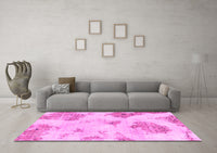 Machine Washable Abstract Pink Modern Rug, wshabs787pnk