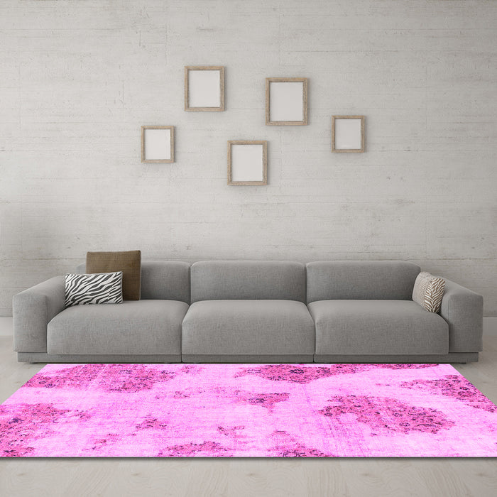 Machine Washable Abstract Pink Modern Rug in a Living Room, wshabs787pnk