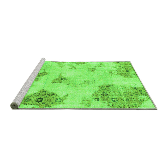 Sideview of Machine Washable Abstract Green Modern Area Rugs, wshabs787grn