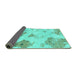 Sideview of Abstract Turquoise Modern Rug, abs787turq