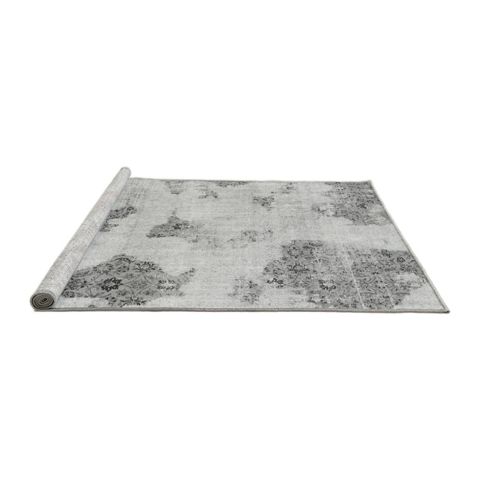 Sideview of Machine Washable Abstract Gray Modern Rug, wshabs787gry