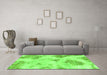 Machine Washable Abstract Green Modern Area Rugs in a Living Room,, wshabs787grn