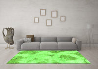 Machine Washable Abstract Green Modern Rug, wshabs787grn