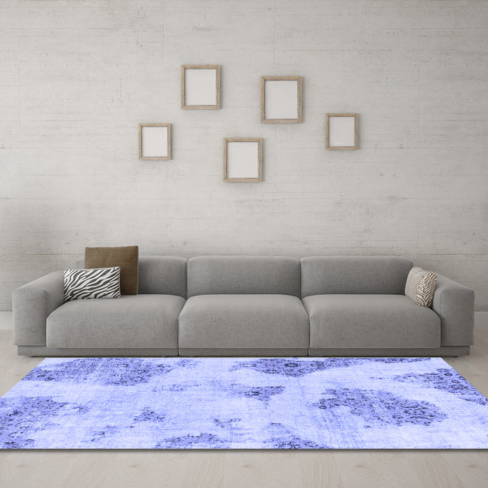 Machine Washable Abstract Blue Modern Rug in a Living Room, wshabs787blu