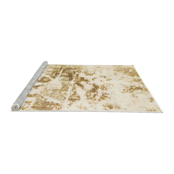Sideview of Machine Washable Abstract Brown Sand Brown Rug, wshabs788