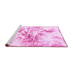 Sideview of Machine Washable Abstract Pink Modern Rug, wshabs788pnk