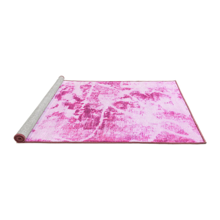 Sideview of Machine Washable Abstract Pink Modern Rug, wshabs788pnk