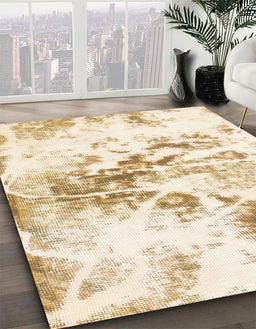 Abstract Brown Sand Brown Modern Rug in Family Room, abs788
