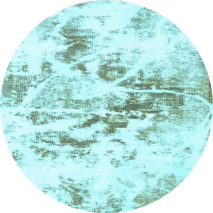 Round Machine Washable Abstract Light Blue Modern Rug, wshabs788lblu