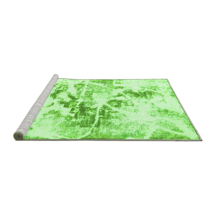 Sideview of Machine Washable Abstract Green Modern Area Rugs, wshabs788grn