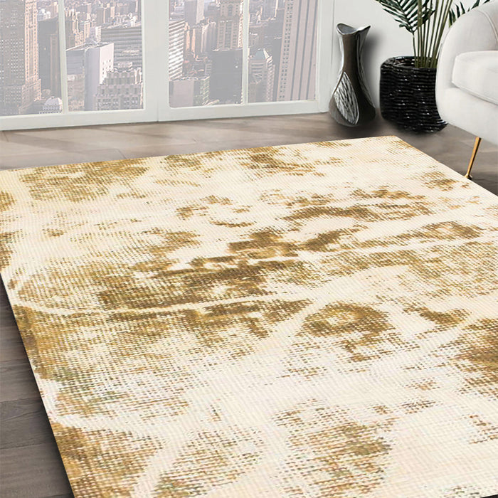 Abstract Brown Sand Brown Modern Rug in Family Room, abs788