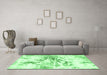 Machine Washable Abstract Emerald Green Modern Area Rugs in a Living Room,, wshabs788emgrn