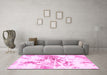 Machine Washable Abstract Pink Modern Rug in a Living Room, wshabs788pnk