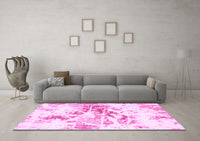 Machine Washable Abstract Pink Modern Rug, wshabs788pnk