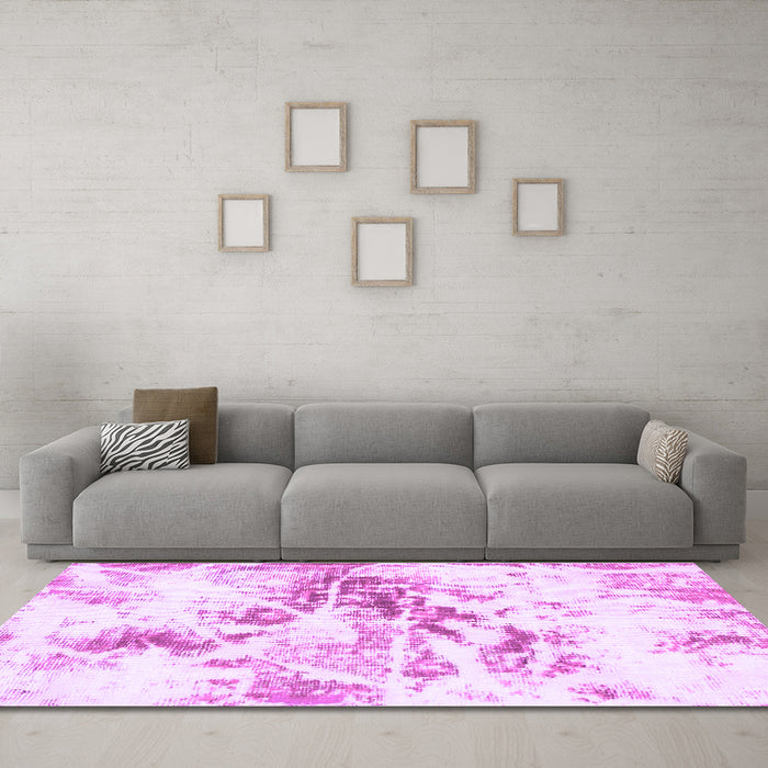 Machine Washable Abstract Purple Modern Area Rugs in a Living Room, wshabs788pur