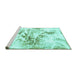 Sideview of Machine Washable Abstract Turquoise Modern Area Rugs, wshabs788turq