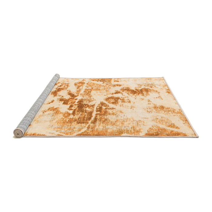 Sideview of Machine Washable Abstract Orange Modern Area Rugs, wshabs788org